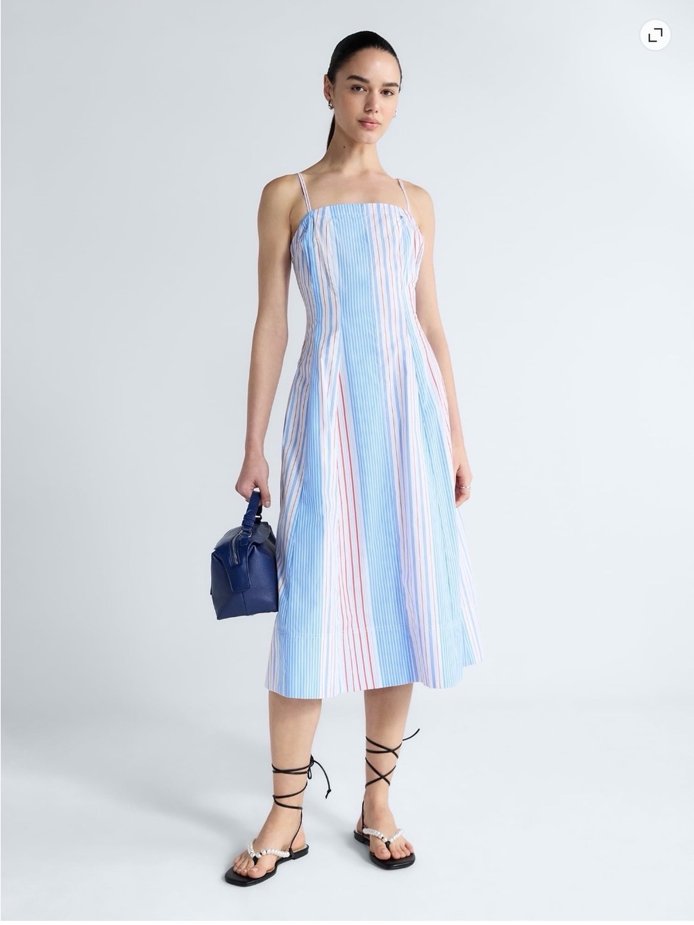 Free Assembly Women’s Sleeveless Cotton Panel Midi Dress